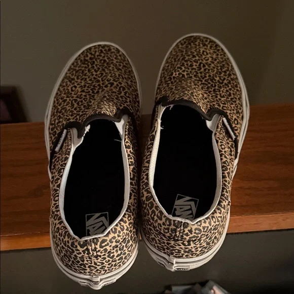 Vans Leopard Print Slip-On Sneakers - Tan and Black cheetah leopard - Picture 3 of 10